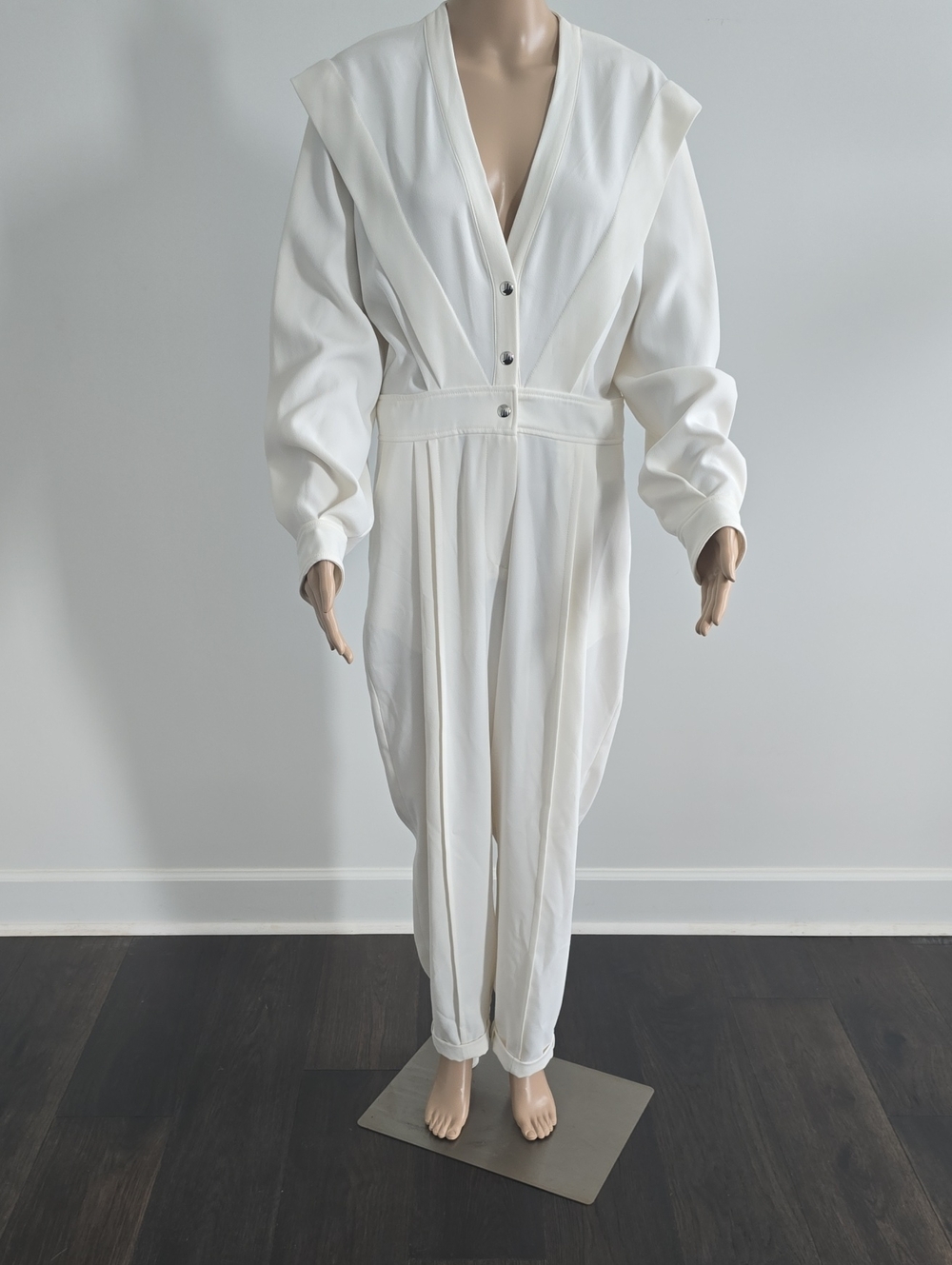 IRO White V-Neck Long-Sleeve Jumpsuit